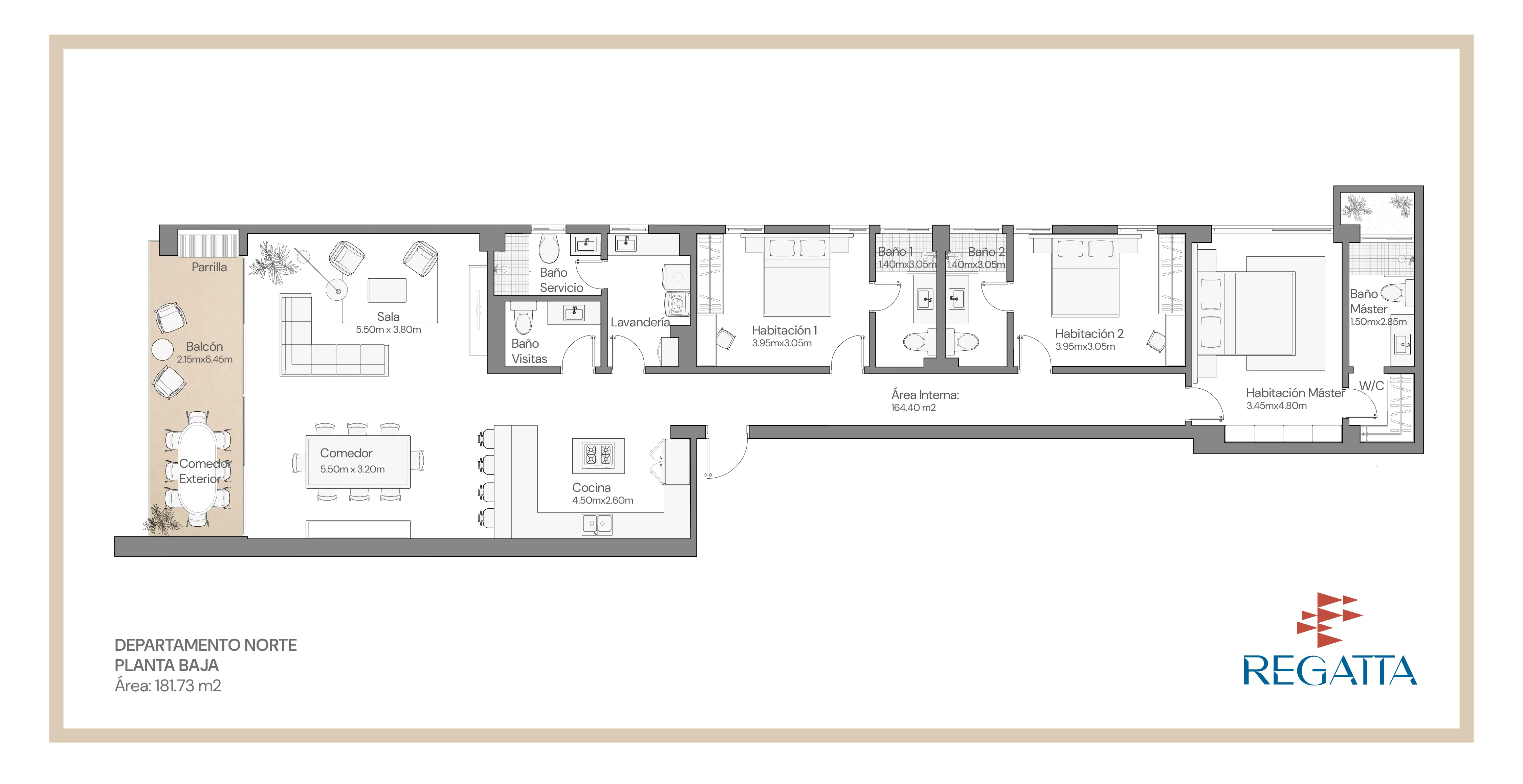 Plano arquitectónico Planta Baja Norte